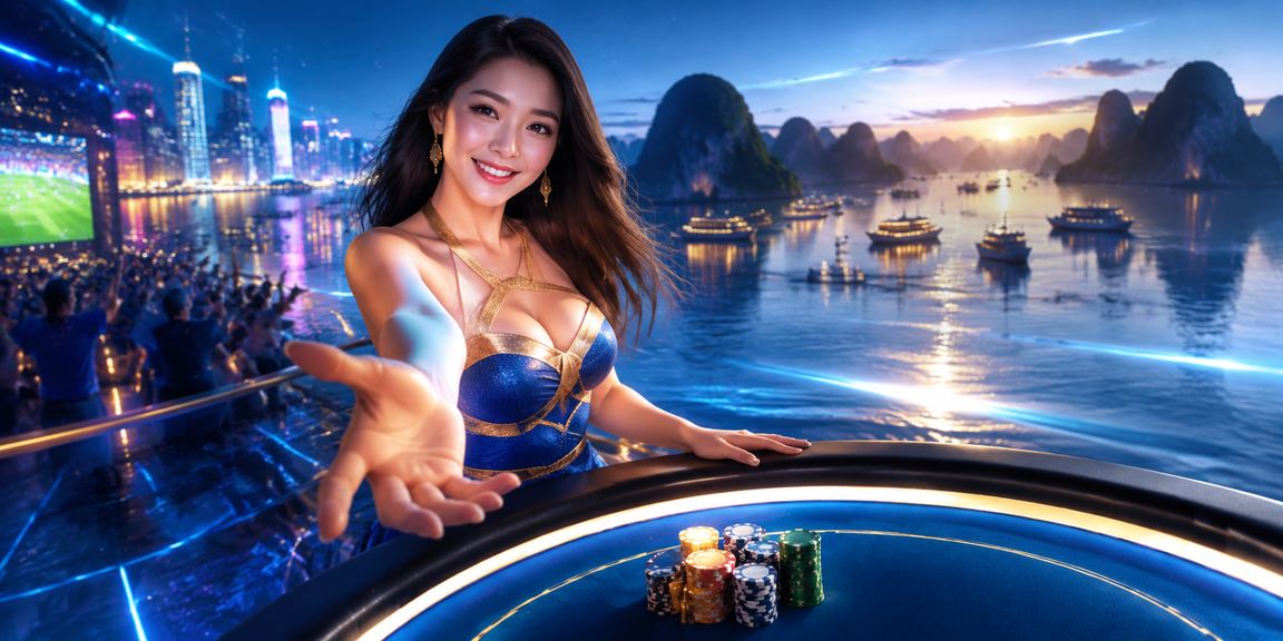 Cảnh vịnh Hạ Long về đêm gợi lên không khí giải trí casino trực tuyến sôi động